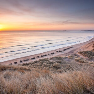 Sunrise over the beach south of Alnmouth
